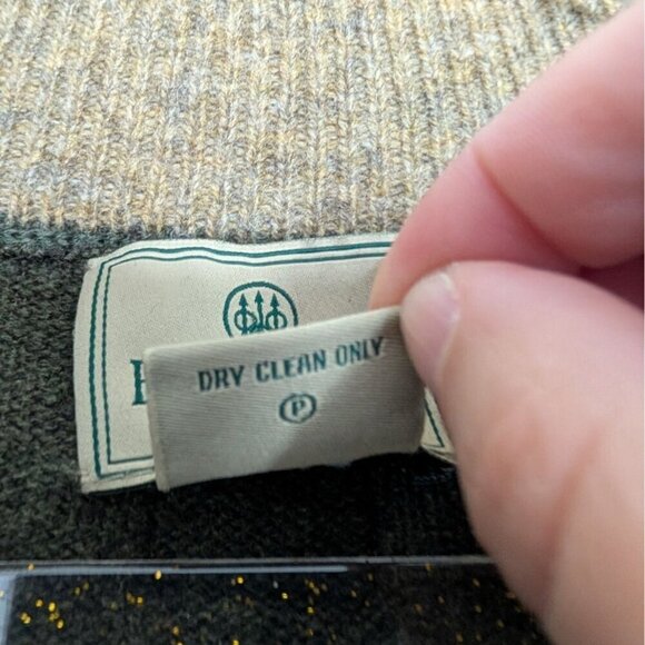 Beretta Lambswool 1/4 Zip Sweater Mens Size XL Dark Green Elbow Patches Pullover - Picture 8 of 16